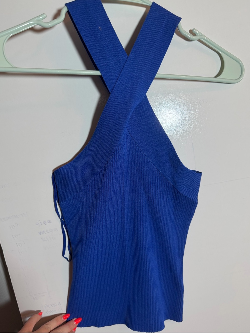 NWT Skies Are Blue Royal Blue Crossed Neck Sleeveless Sweater Top
